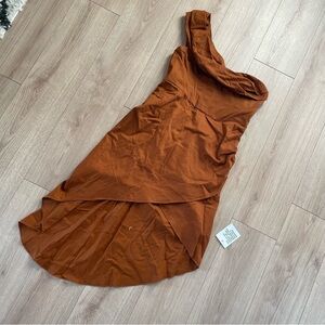 One-Shoulder Cowl Corset Rust Dress